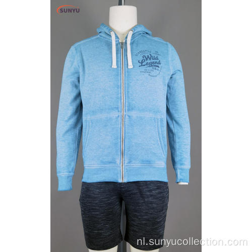 Katoenen fleece van heren verbrandt Sweatjacke met capuchon